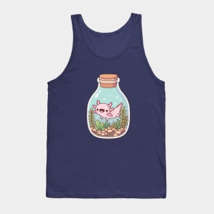 Cute Happy Axolotl In Bottle Aquarium Tank Top